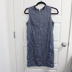 Theory Alderdale Shift Dress Blue Chambray Sleeveless Size 6 Linen Tierra Wash